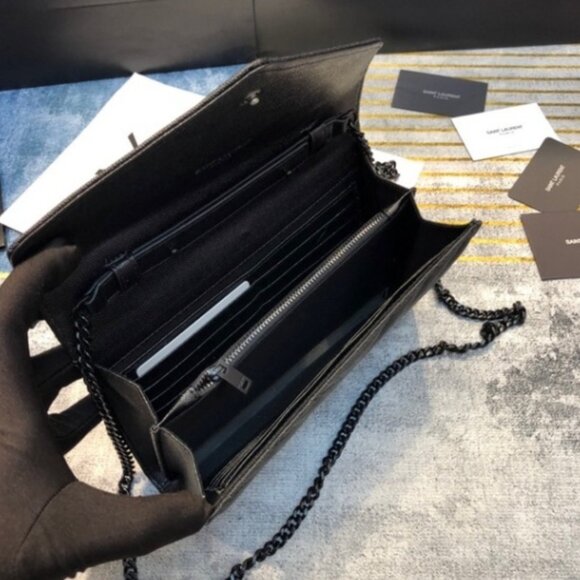 YSL Black Chevron Quilted Crossbody with Logo - Picture 6 of 7